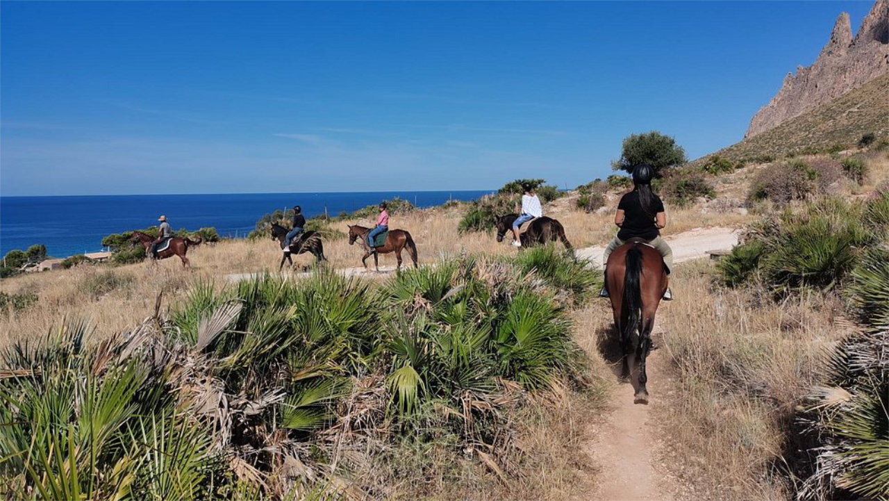 Passeggiata a Cavallo a Monte Cofano e Baia di Cornino con Grotta Mangiapane